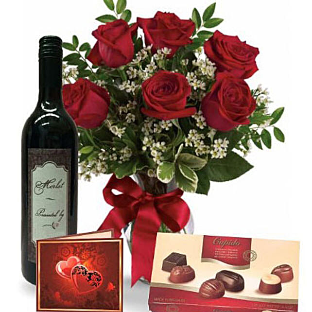 Roses Wine N Chocolate Combo