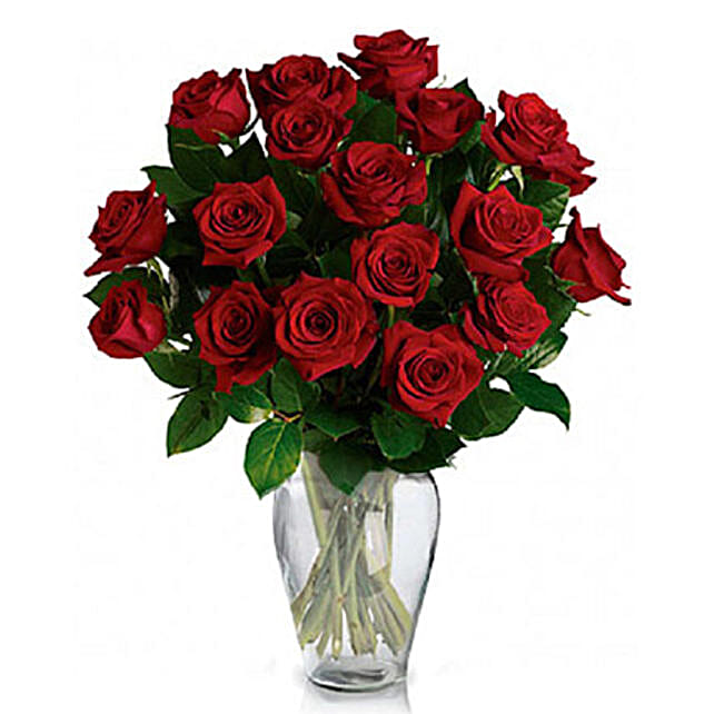 24 Red Roses in Vase