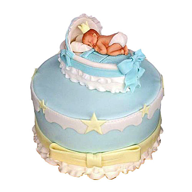 Baby In The Crib Fondant Cake 3kg Chocolate Eggless