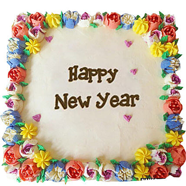 Beautiful Happy New Year Cream Cakes Half kg