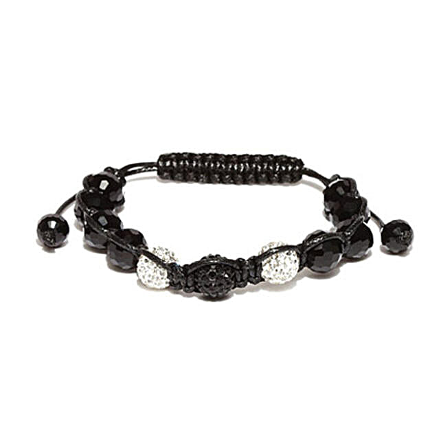 Black Beaded Macrame Bracelet