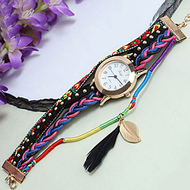 Black Braided Women Watch