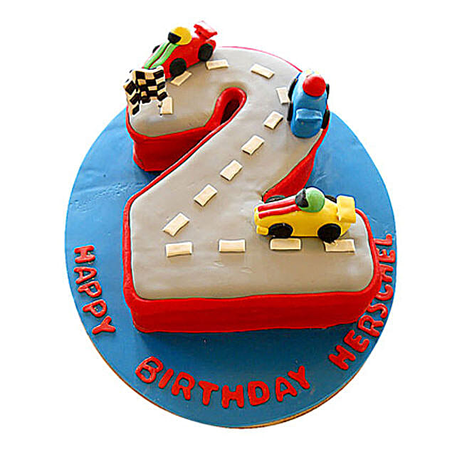 Car Race Birthday Cake 2kg Eggless Butterscotch