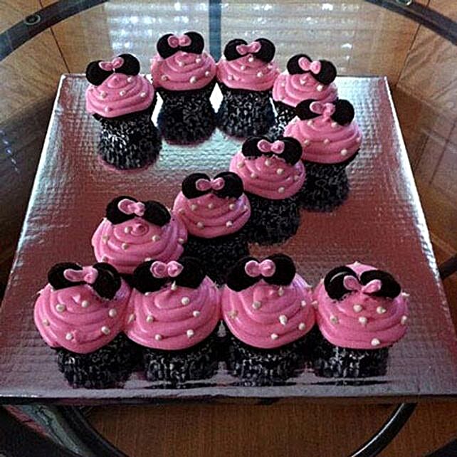 Cute Minnie Mouse Cupcakes 12 Eggless