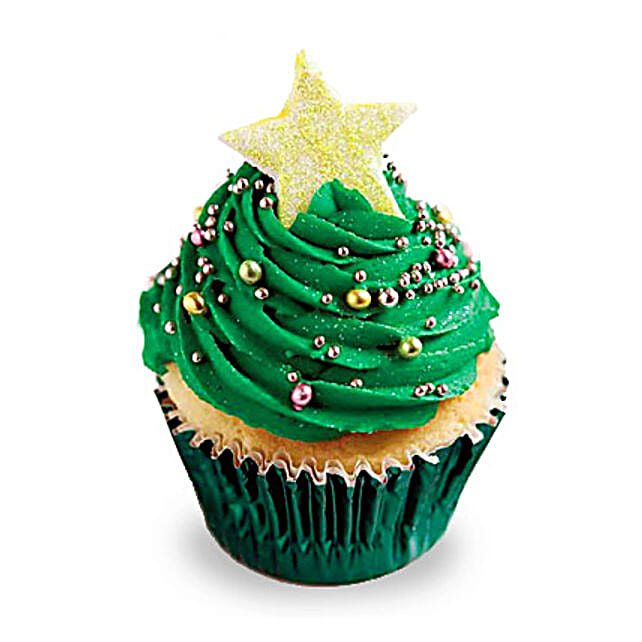 Decorative Christmas Tree Cupcakes 12 Eggless