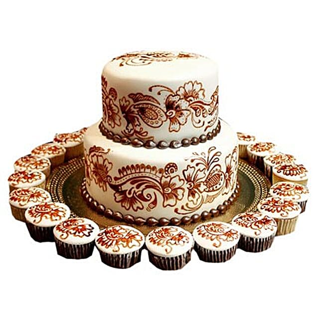 Diwali Cake With Cupcakes 24 Eggless