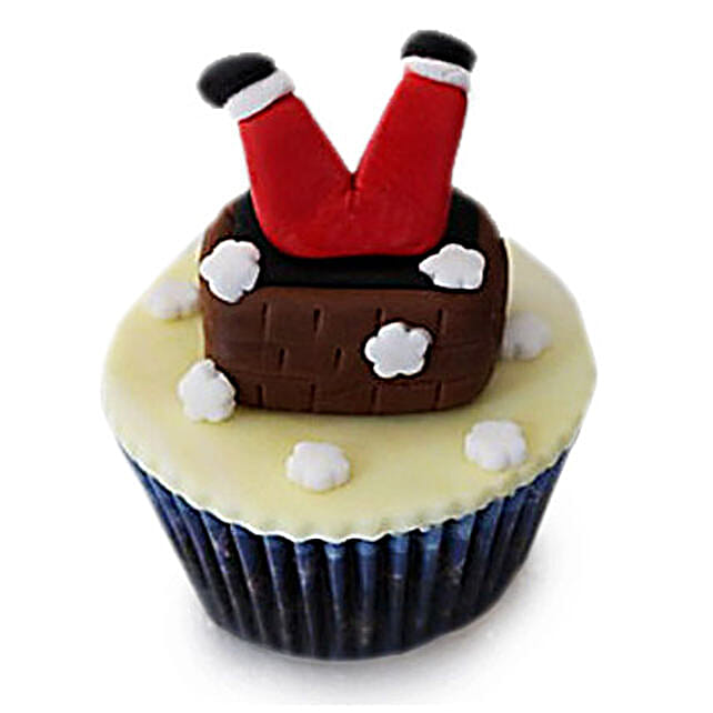 Falling Santa Cupcakes 6 Eggless