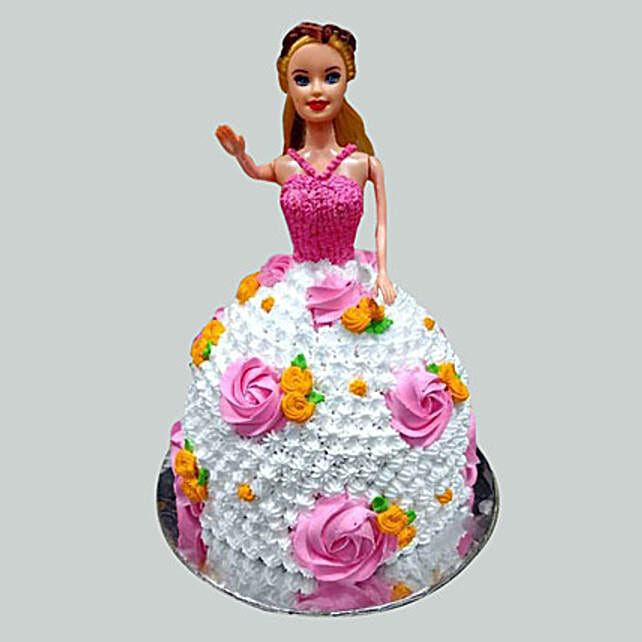 Floral Barbie Cake Vanilla 2kg Eggless