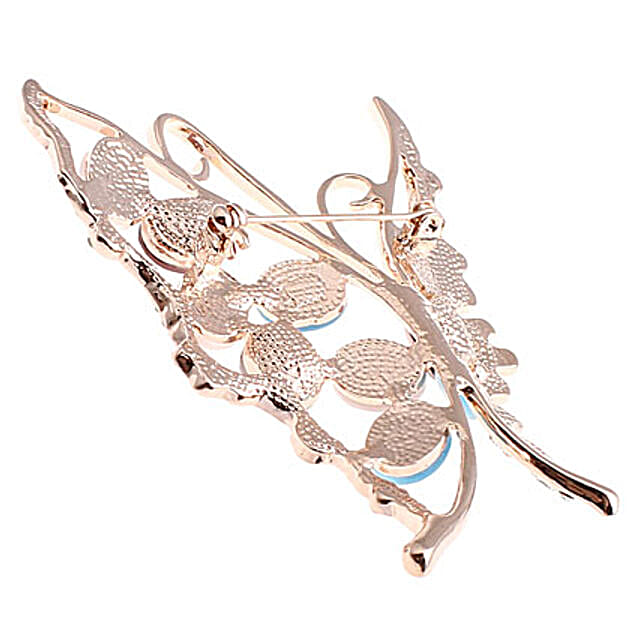 Golden Peacock Butterfly Shaped Brooch