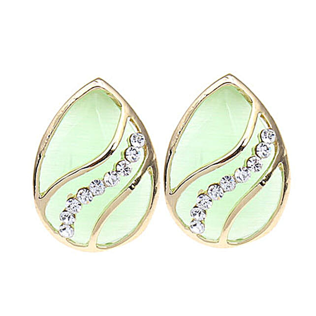 Golden Peacock Cat Eye Stone Earring