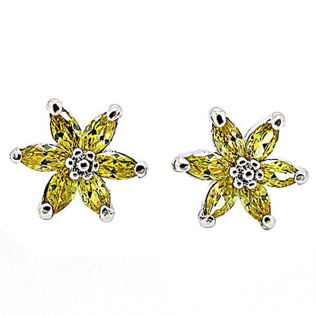 Golden Peacock Yellow Earrings