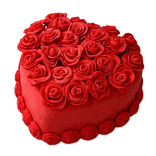 Hot Red Valentine Heart Cake 1kg Eggless Vanilla