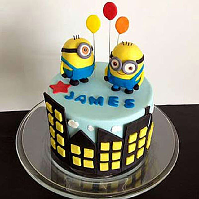 Minions with balloons 3kg Chocolate Eggless