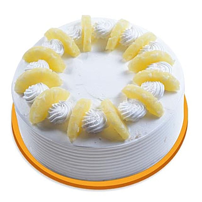 Pineapple Round Cake Half kg Eggless