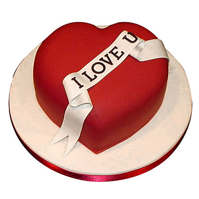 Red Heart love you Valentine cake 1kg Eggless Vanilla