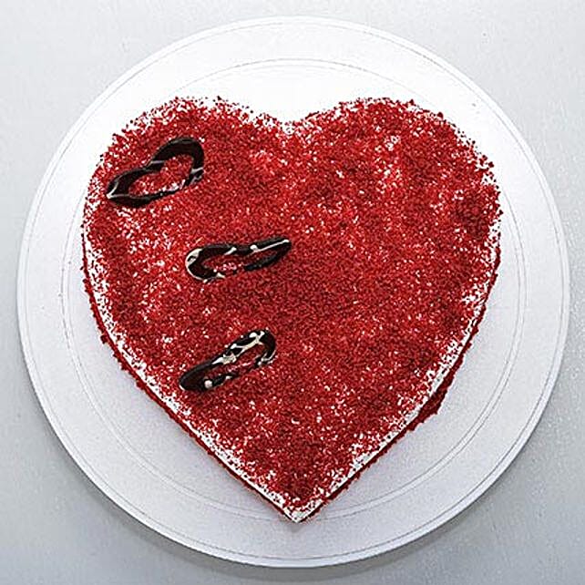 Red Velvet Heart Cake 1kg Eggless