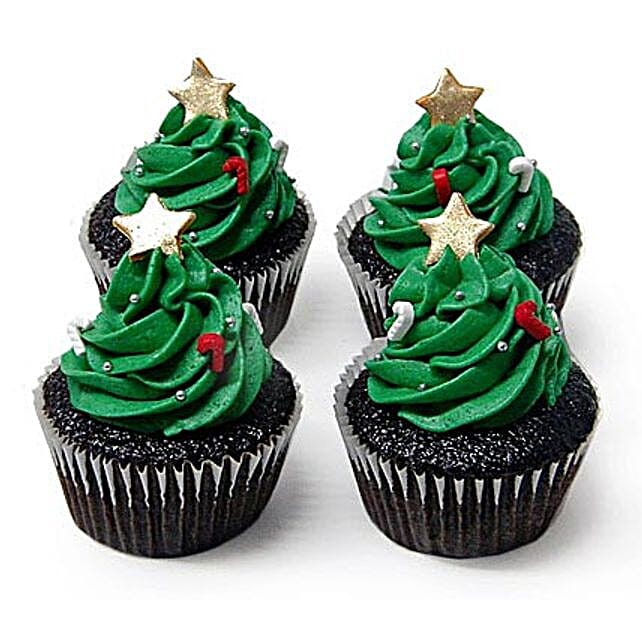 Special Christmas Tree Cupcakes 12 Eggless