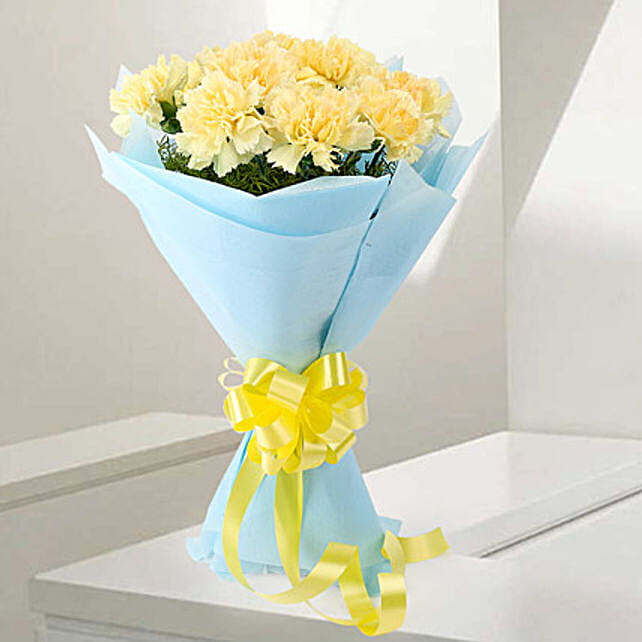 Sundripped Yellow Carnations Bouquet